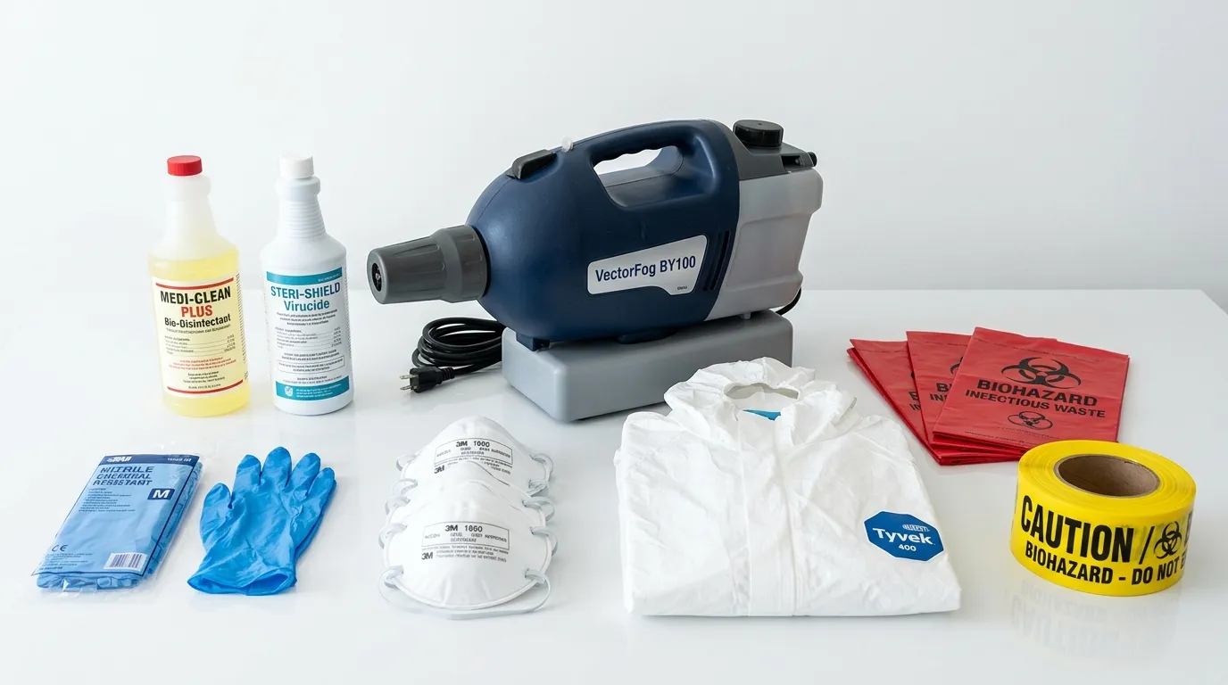 Professional biohazard remediation crew working in Mango